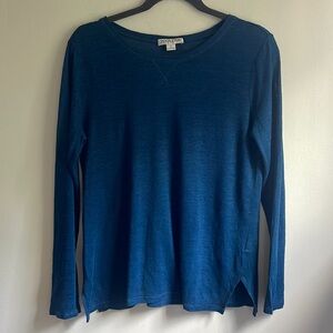 Pendleton 100% Linen Long Sleeve Blue Top Women's Size Medium Coastal Breathable